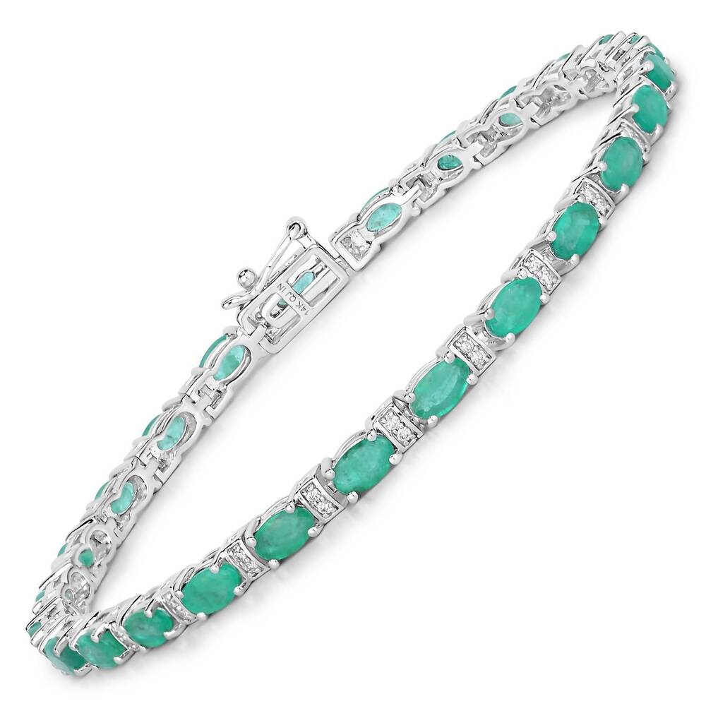 NEW DIANA M JEWELS women's oval natural zambian emerald bracelet (4.98 ct) - sta